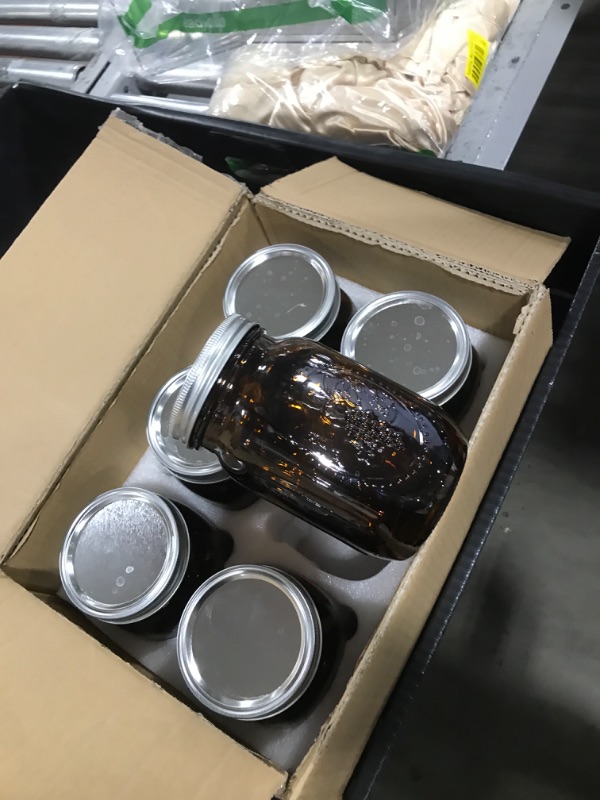 Photo 1 of WELLIFE Amber Mason Jars, 6 Pack wide mouth mason jars for Pickling, Canning, Fermenting and Food Storage, Microwave & Dishwasher Safe