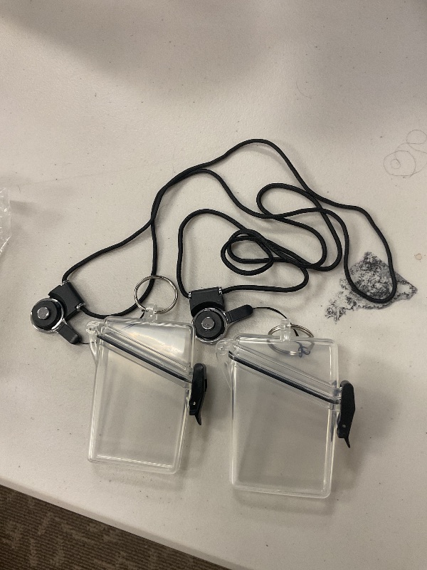 Photo 1 of 2 Pack Waterproof ID Badge Holder Case Waterproof Clear Vertical ID Card Holder with Lanyard Carabiner and Keychain