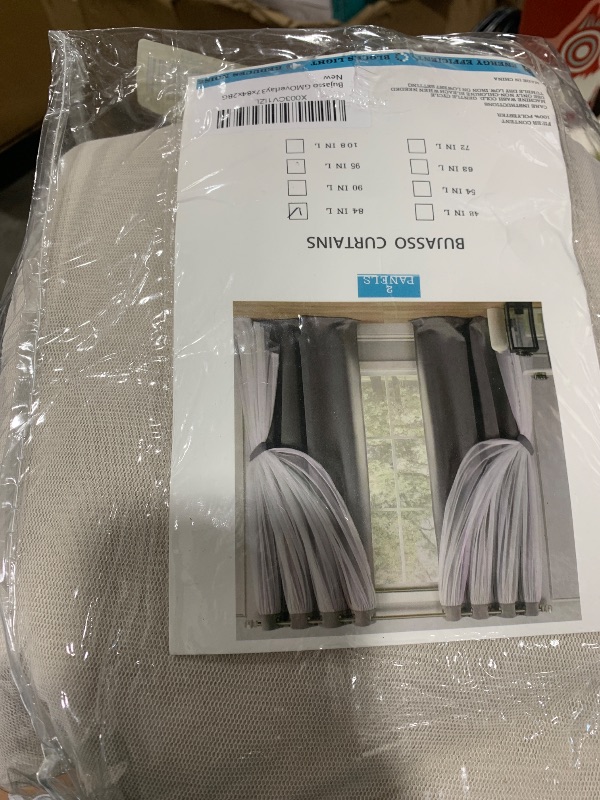 Photo 1 of Bujasso Beige 90% Blackout Curtains with Sheer Overlay Mix and Match Double Layer Thermal Insulated Window Panels 84 inch for Living Room Bedroom Beige Drapes with Tiebacks Grommet Top 37" Wx84 Lx2