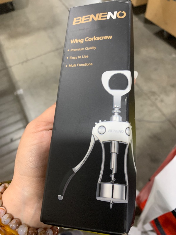 Photo 1 of Beneno Wine Opener, Zinc Alloy Premium Wing Corkscrew with Multifunctional Bottles Opener, Sharp Wine Corkscrew with Ergonomic Non-Slip Wing Handle, Upgrade