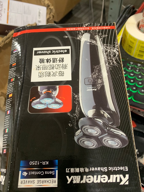 Photo 1 of Kurener Electric Shaver Razor for Men Rechargeable 100% Waterproof Rotary for Shaving with Nose Trimmer Sideburns Trimmer Face Cleaning Brush