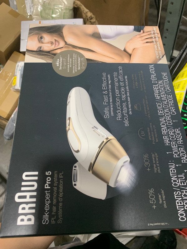 Photo 1 of Braun IPL at Home Laser Hair Removal for Women and Men, Silk Expert Pro 5 PL5137 with Venus Swirl Razor, Long-Lasting Reduction in Hair Regrowth for Body & Face, Corded, PL5137
