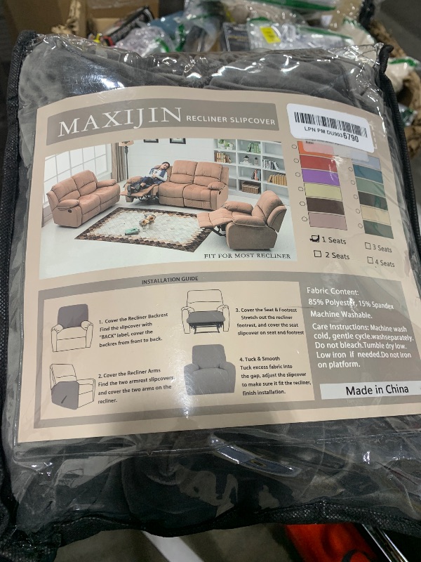 Photo 1 of MAXIJIN Velvet 4 Piece Recliner Cover Stretch Plush Soft Cover for Chair Thick Soft Recliner Slipcover Separate Chair Cover with Side Pocket (Recliner, Gray)
