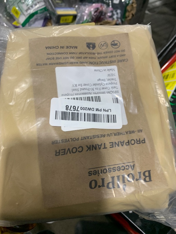 Photo 1 of BroilPro Accessories Propane Tank Cover Fits 30-Pound Steel Propane Cylinder Cover for RV Trailer, Beige