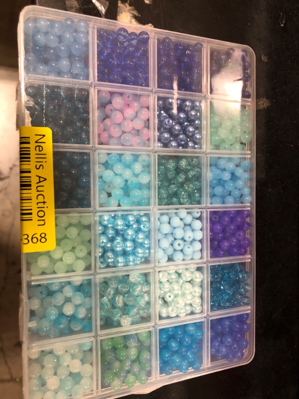 Photo 1 of XSEINO About 1200PCS 6mm Glass Beads Bracelet Making Kit,24 Assorted Dreamy Blue Ocean Series Colorful Crystal Beads for Bracelet and Jewelry Making and DIY Crafts,Friendship Bracelets