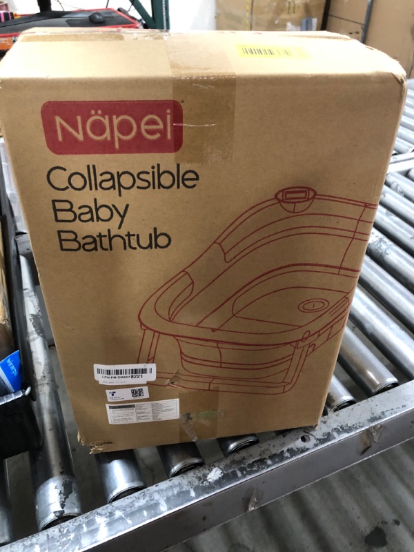 Photo 1 of napei Collapsible Baby Bathtub,Baby Bath Tub with Soft Cushion & Thermometer,Baby Bathtub Newborn to Toddler 0-36 Months,Portable Travel Baby Tub