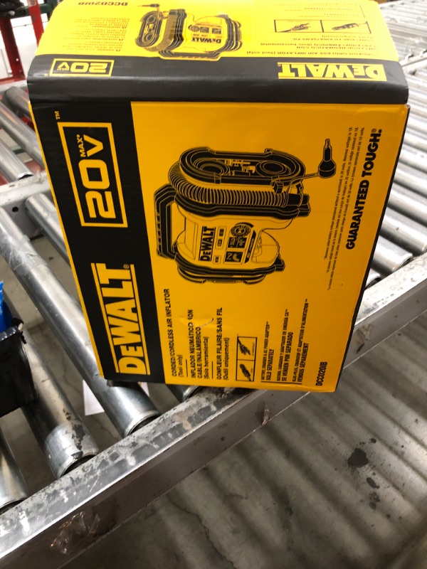 Photo 1 of DEWALT 20V MAX Tire Inflator, Compact and Portable, Automatic Shut Off, LED Light, Bare Tool Only (DCC020IB)