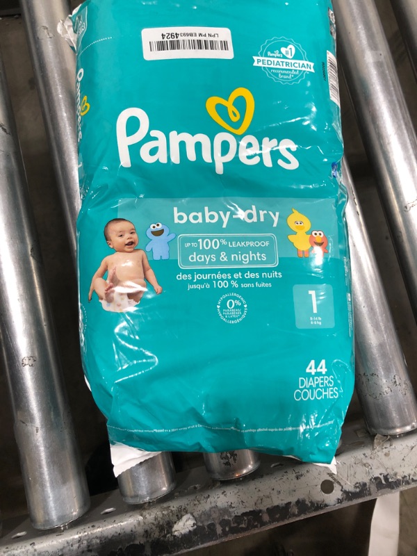 Photo 1 of Pampers Diapers - Baby Dry - Size 1, 44 Count, Absorbent Disposable Infant Diaper (Packaging May Vary)