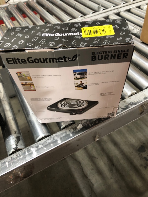 Photo 1 of Elite Gourmet ESB100B Countertop Single Coiled Burner Electric Hot Plate, Temperature Control, Indicator Light, Easy to Clean, Black
