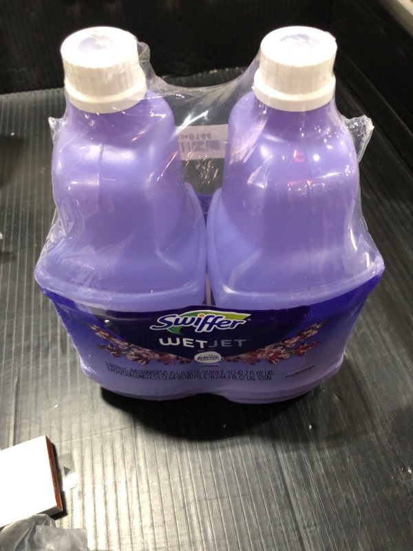 Photo 1 of Swiffer WetJet Multi-Purpose Floor Cleaner Solution with Febreze Refill, Hardwood Floor Cleaner, Lavender Scent, 1.25 Liter -42.2 Fl Oz (Pack of 2)