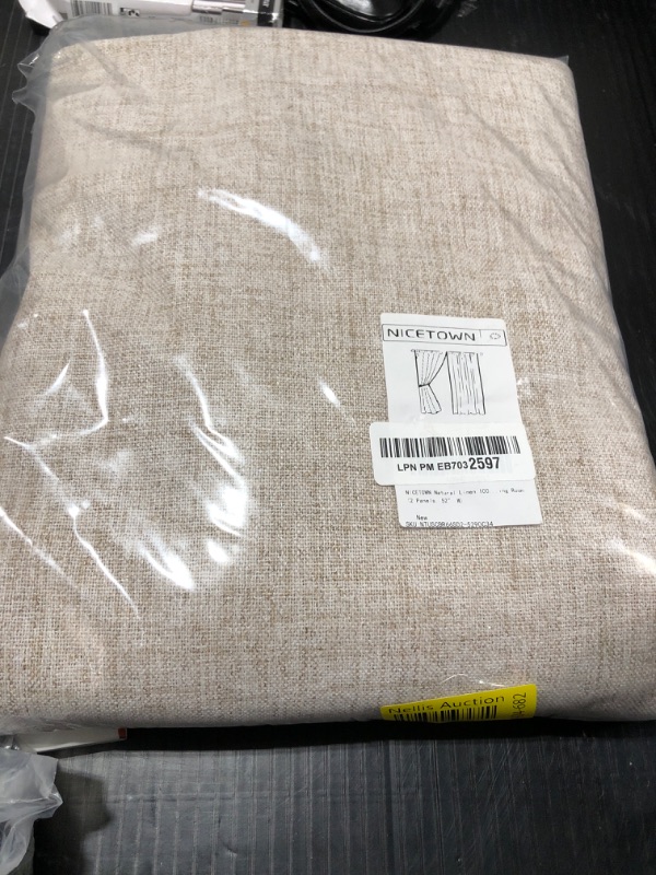 Photo 1 of NICETOWN 100% Blackout Natural Linen Curtains 90" Length with Thermal Insulated Liners for Bedroom, Farmhouse Style Room Cooling Small Window Draperies for Dining Room (2 Panels, 52" W)