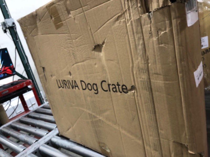 Photo 1 of LURIVA Steel Tube Heavy Anti-Bite Large Dog Crate with Mat Base, 48" L x 28" H Dog Crates for Medium Large Dogs, Big Dog Cage, Dog Kennel, Puppy Dog Playpen with Top, Pet Cage, Indoor, Black2