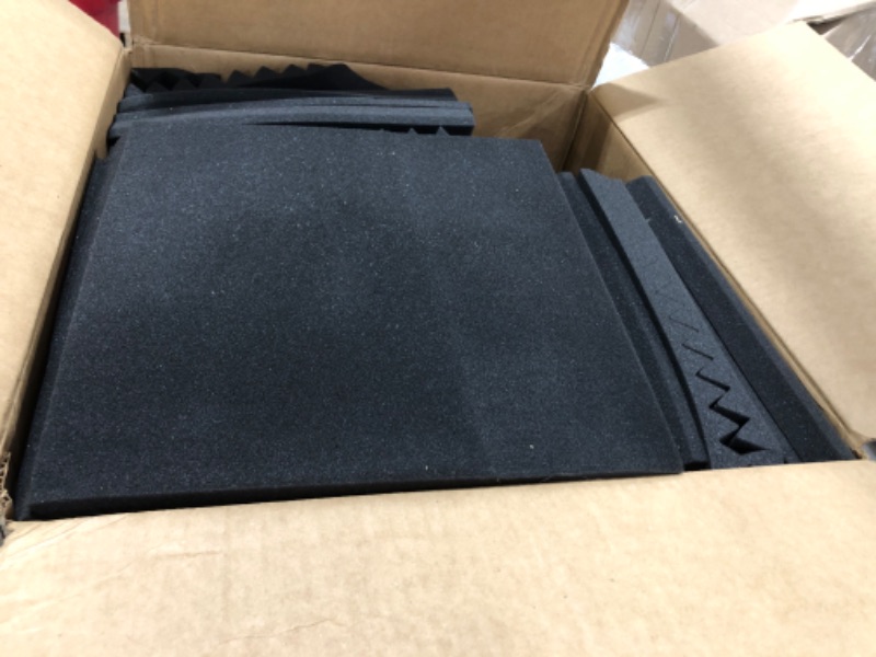Photo 1 of Focusound 52 Pack Acoustic Foam Panels 1" x 12" x 12" Sound Proof Foam Panles Soundproofing Noise Cancelling Wedge Panels for Home Office Recoding Studio with 300PCS Double-Side Adhesive