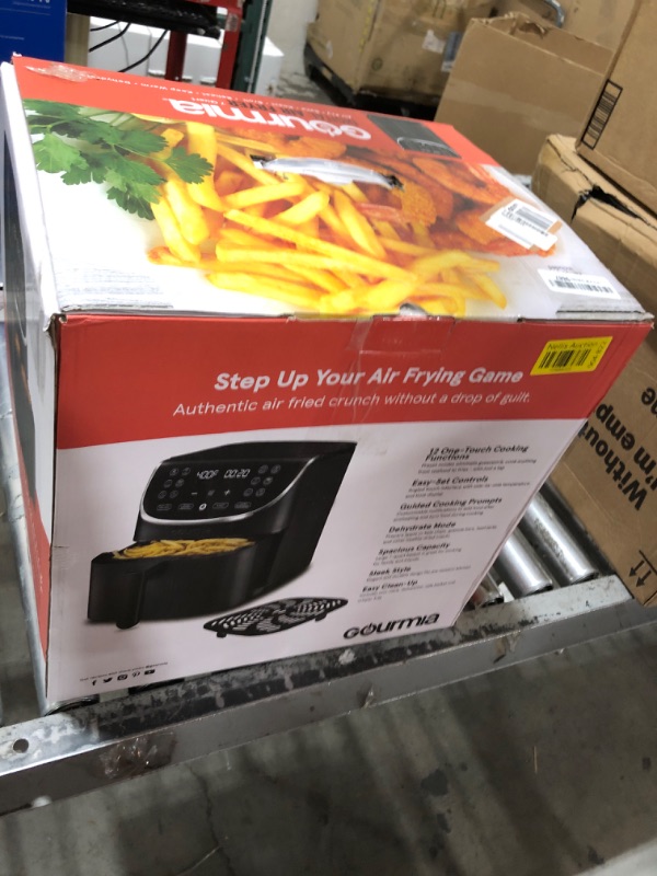 Photo 1 of Gourmia Air Fryer Oven Digital Display 7 Quart Large AirFryer Cooker 12 Touch Cooking Presets, XL Air Fryer Basket 1700w Power Multifunction GAF716 Black and Stainless Steel Accents FRY FORCE 360°