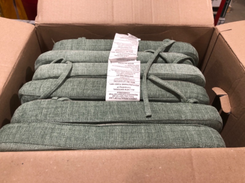 Photo 1 of HARBOREST Square Chair Cushions for Dining Chairs Set of 6 - Chair Pads for Dining Chairs with Ties and Non-Slip Back, High-Resilience Indoor Seat Cushions, 16" x 16" x 2", Green