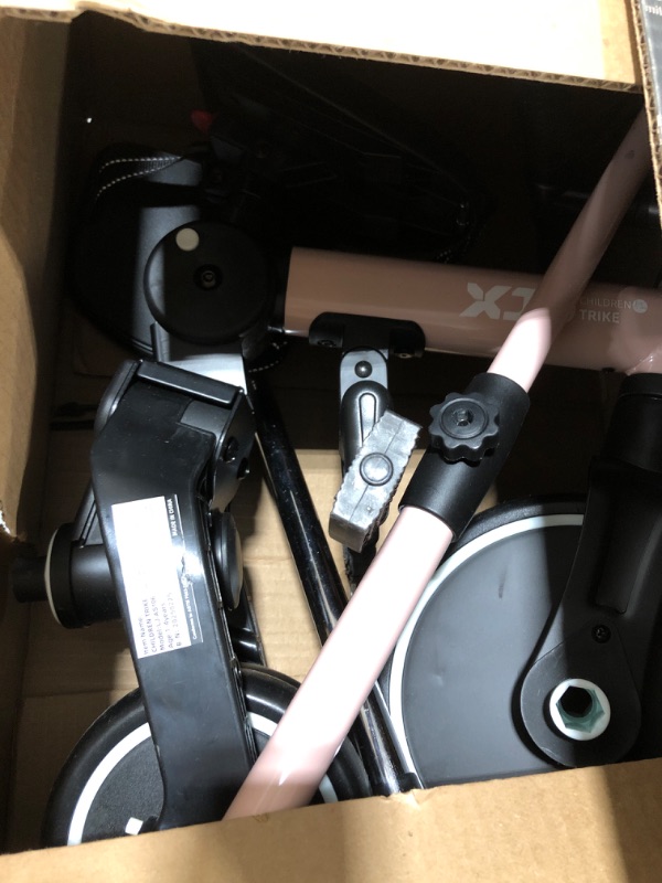 Photo 1 of XJD Toddler Bike, 6 in 1 Folding Toddler Tricycle for 1-4 Year Old with Push Handle, Balance Bike with Removable Pedal,Backrest, Adjustable Seat Height and Handle, First Birthday Gifts (Pink)