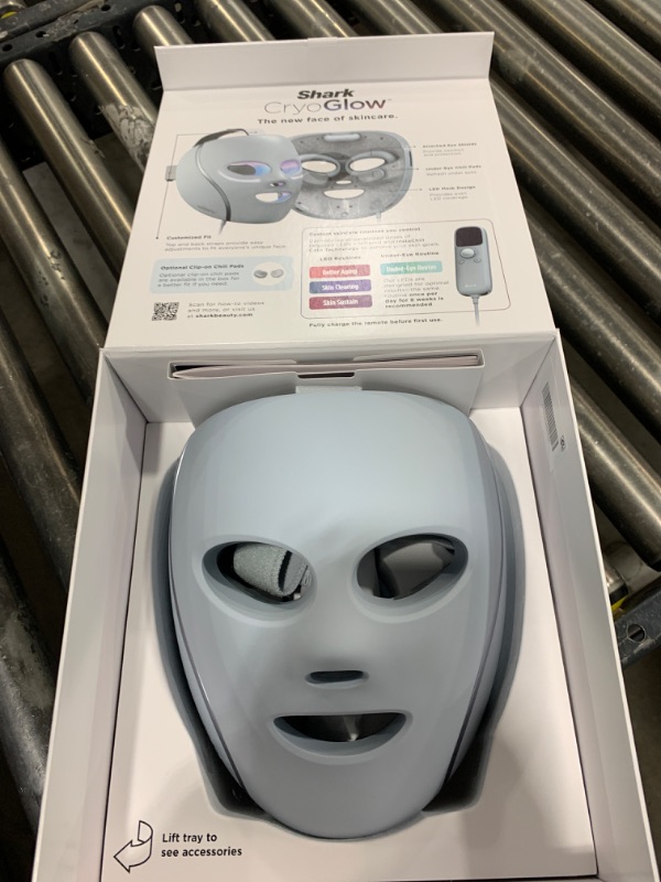 Photo 1 of Shark CryoGlow LED Face Mask (FSA/HSA Eligible*) with Under-Eye Cooling, Anti-Ageing & Blemish Repair, Red & Blue LED, Infrared Light Therapy, USB-C, Remote Control, Storage Bag, Blue Frost, FW312