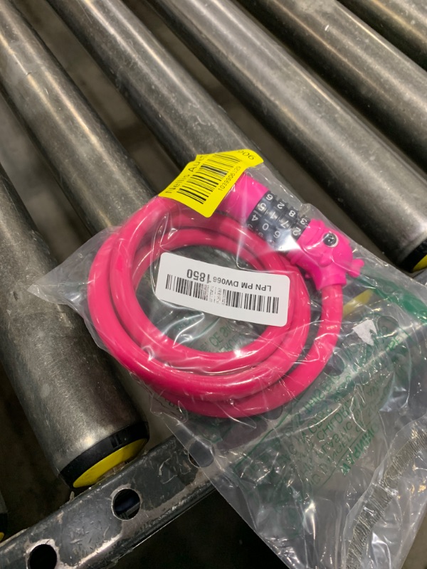 Photo 1 of Monotre Bike Lock, 3.9 Feet 4-Digit Resettable Combination Password Anti-Theft Cable Lock, Cute Coiled Bike Lock with Mounting Bracket, Suitable for Bicycles, Electric Scooters, Ebikes (Pink-10mm)