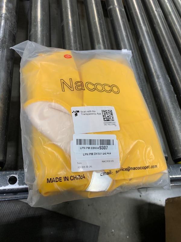 Photo 1 of NACOCO Large Dog Raincoat Adjustable Pet Water Proof Clothes Lightweight Rain Jacket Poncho Hoodies with Strip Reflective (XXL, Yellow)
