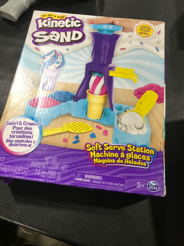 Photo 1 of Kinetic Sand, Soft Serve Station with 14oz Play Sand (Blue, Pink & White), 2 Ice Cream Cones & 2 Tools, Sensory Toys for Kids Ages 5 and up