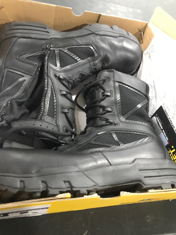 Photo 1 of TACTICAL RESEARCH TR Chrome TR998Z WP CT 8" Waterproof Black Tactical Boots for Men with Zipper - Featuring Composite Safety Toe, BBP Membrane, and StreetNav Traction Outsole, Black - 13 R