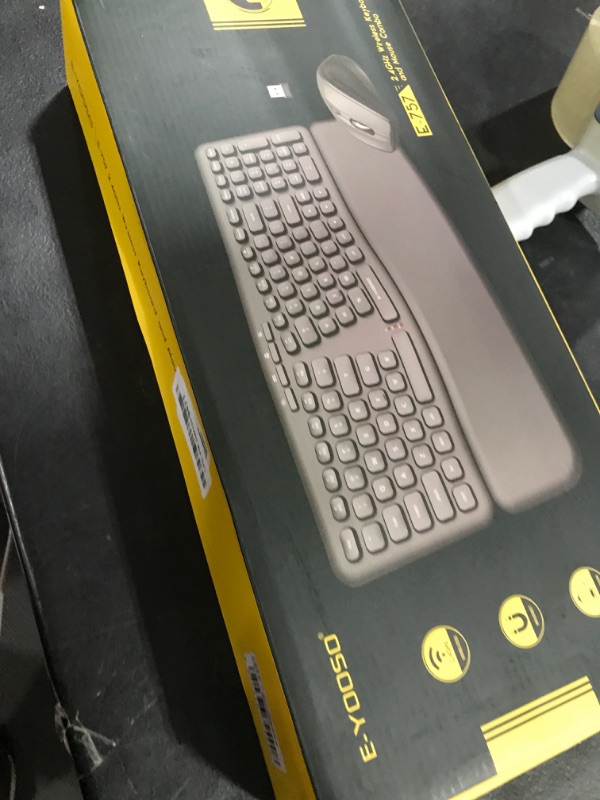 Photo 1 of E-YOOSO Ergonomic Wireless Keyboard and Mouse Combo, Split Design with Detachable Wrist Rest, 2.4G Full Size Ergo Computer Keyboard Set for Programmers/Office, Compatible with Windows/Mac/PC/Laptop