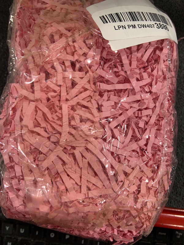 Photo 1 of Zhzrche Crinkle Cut Paper Shred Filler Gift Wrap Confetti Raffia Grass Shred Paper for Easter Baskets Filler Creative Eggs Decor (Pink)