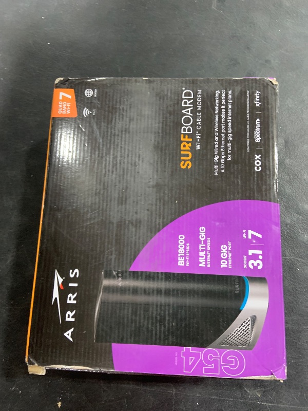 Photo 1 of ARRIS (G54) - Cable Modem Router Combo - Fast DOCSIS 3.1 Multi-Gigabit & BE 18000 WiFi 7 Comcast Xfinity, Cox, Spectrum Quad-Band 1, Up to 18 Gbps Max Speed