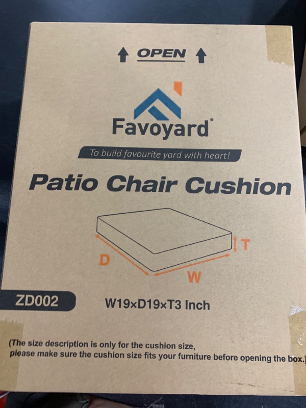 Photo 1 of Favoyard Patio Chair Cushions 19 x 19 x 3 Inch Waterproof Outdoor Seat Cushions for Patio Furniture 3-Year Color Fastness Garden Sofa Couch Chair Pads with Handle & Adjustable Straps Set of 2, Beige