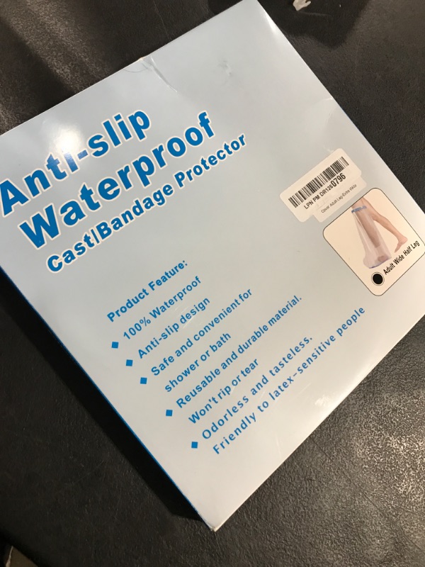 View 2 of Waterproof Extra Wide Leg Cast Cover for Shower Adults, Extra Large Leg Shower Cover with Non-Slip Bottom, Watertight Foot Protector for Plus Size Adults Surgery Shower Boot