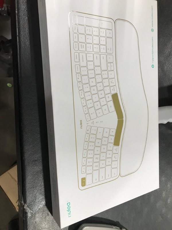 Photo 1 of Nulea RT05B Wireless Ergonomic Keyboard, Split Keyboard with Cushioned Wrist Rest, Bluetooth and USB Connectivity, USB-C Rechargeable Pink Grey