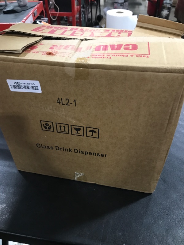 Photo 1 of 1 Gallon Drink Dispenser with Stand,2 Pack Glass Beverage Dispenser With Wood Stand, Stainless Steel Spigot and Labels Large Water Drink Dispensers for Parties, Lemonade,Juice, Tea