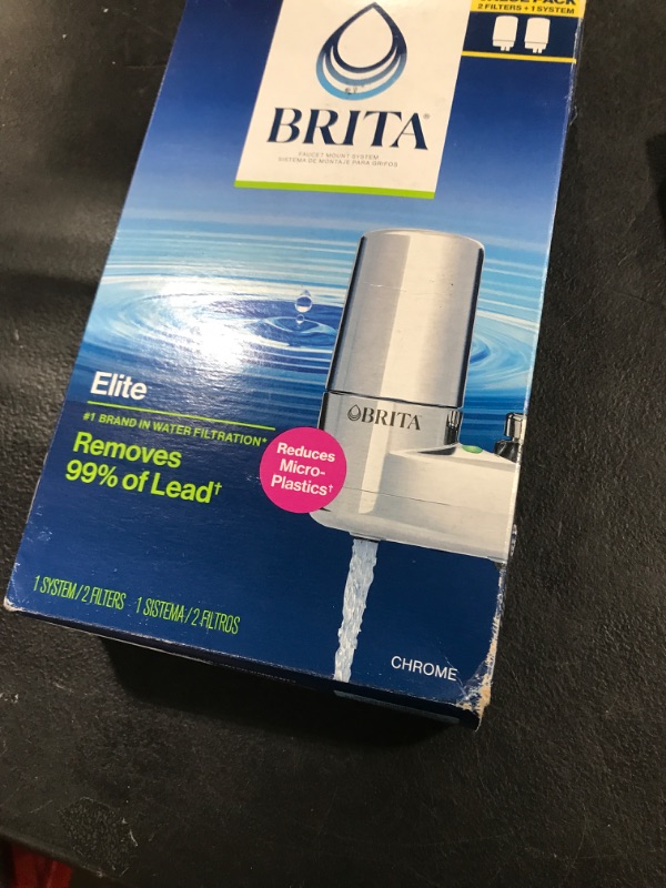 Photo 1 of Brita Faucet Mount Water Filter for Sink, Removes 99% of Lead, Elite Filtration System, Includes 2 Replacement Filters, Chrome