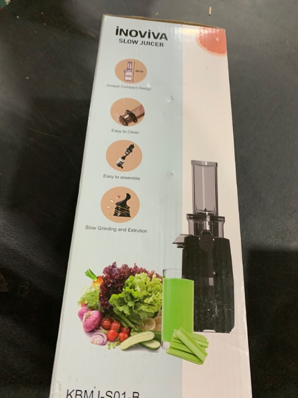 Photo 1 of Cold Press Juicer, INOVIVA Masticating Juicer Machines Compact, Slow Juicer with 70 RPM Low Speed, Juice Maker for Vegetable & Fruit, Portable Juice Extractor High Juice Yield & Easy to Clean, Black
