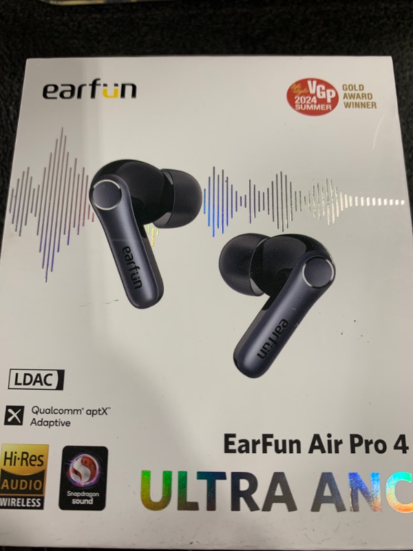 Photo 1 of EarFun Air Pro 4 Adaptive Hybrid Noise Canceling Wireless Earbuds, Qualcomm Snapdragon Sound, aptX™ Lossless, 6 Mics AI CVC 8.0 Call, LDAC Hi-Res Audio, 52H Playtime, Bluetooth 5.4, in-Ear Detection