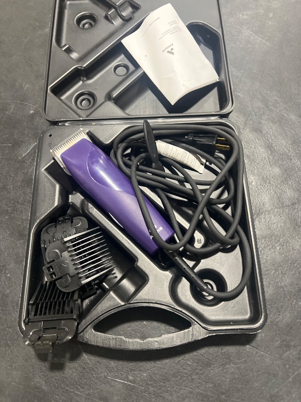 Photo 1 of Andis 24820 EasyClip Professional-Animal 7-Piece Detachable Ceramic Blade Clipper Kit, Frustration Free Packaging, Corded Electric, Purple
