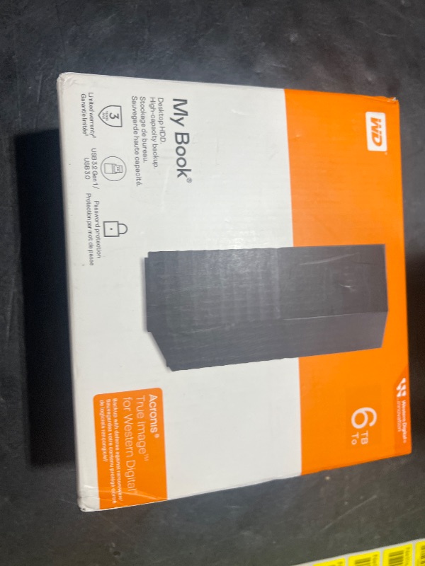 Photo 1 of Western Digital 6TB My Book Desktop External Hard Drive, USB 3.0, External HDD with Password Protection and Auto Backup Software - WDBBGB0060HBK-NESN