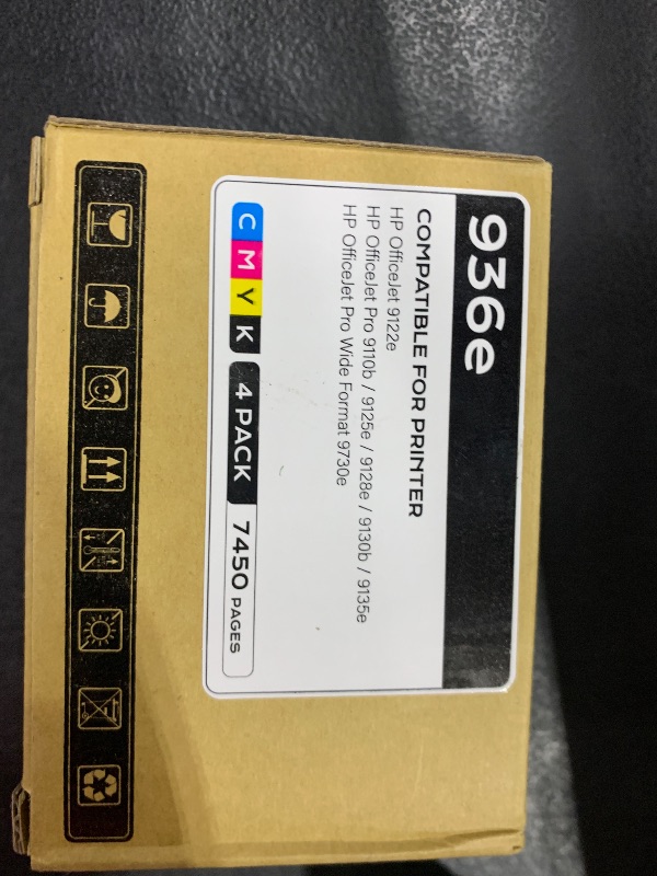 Photo 1 of 936e Ink Cartridge (with Chip) Combo 4-Pack Replacement for HP 936e 936 Ink Cartridge Compatible for HP OfficeJet Pro 9125e 9135e 9110b 9128e 9130b 9122e Wide Format 9730e Printers