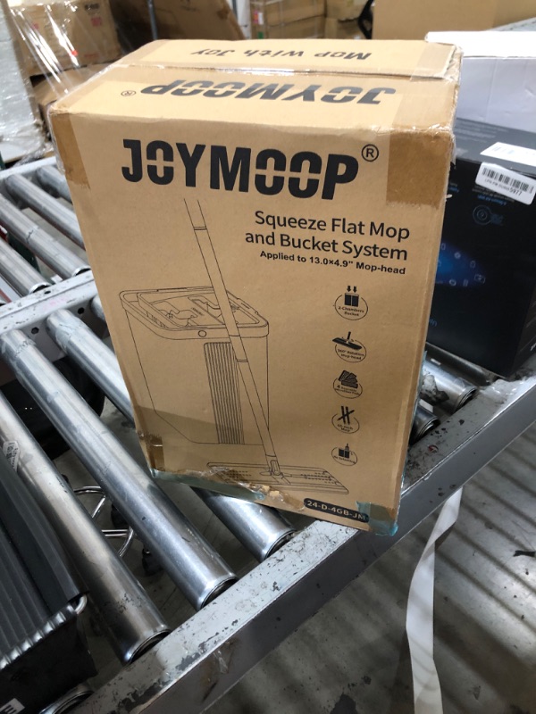 Photo 1 of JOYMOOP Mop and Bucket Set with Wringer, Flat Mops for Floor Cleaning, Wall Mop Cleaner with Long Handle, Hardwood Floor Mop with 4 Microfiber Pads