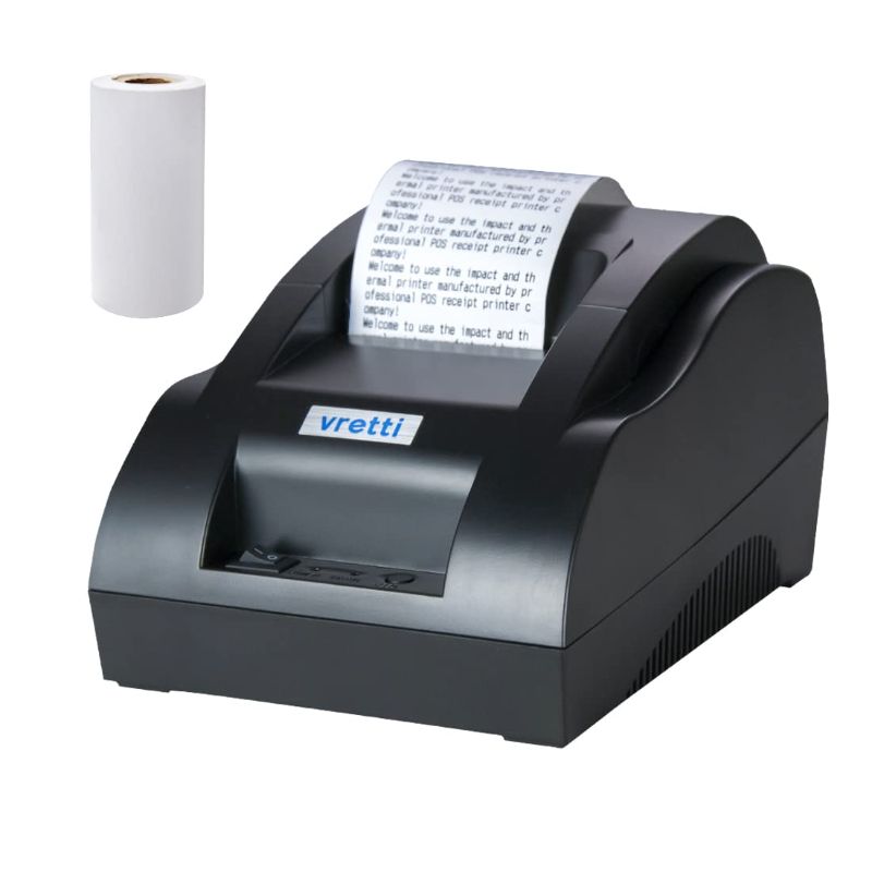 Photo 1 of vretti Thermal Receipt Printer, 58mm Small USB Thermal Printer with High-Speed Printing Support to ESC/POS/Window and Mac System, Portable Restaurant Kitchen Printer for Cash Register