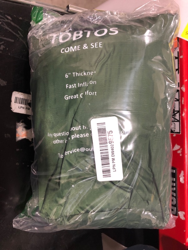 Photo 1 of TOBTOS Inflatable Sleeping Pad for Camping with Pillow, 4" Thick Camping Mat with Built-in Foot Pump, Compact Air Mattress for Camping, Hiking, Backpacking (Green)