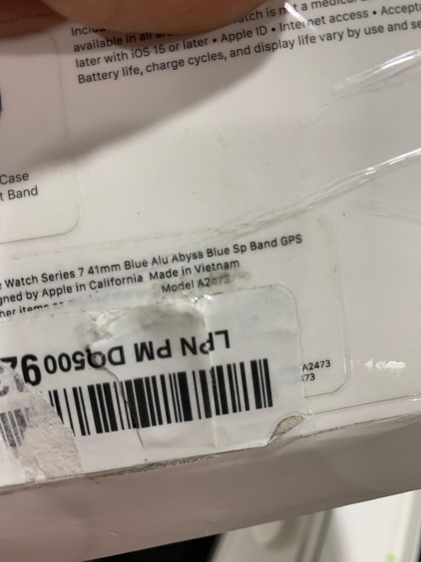 Photo 1 of Apple Watch Series 7 (GPS + Cellular, 41mm) Blue Aluminum Case with Abyss Blue Sport Band, Regular (Renewed)
