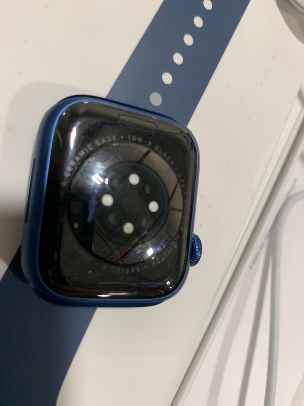 Photo 1 of Apple Watch Series 7 (GPS + Cellular, 41mm) Blue Aluminum Case with Abyss Blue Sport Band, Regular (Renewed)
