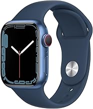 Photo 1 of Apple Watch Series 7 (GPS + Cellular, 41mm) Blue Aluminum Case with Abyss Blue Sport Band, Regular (Renewed)