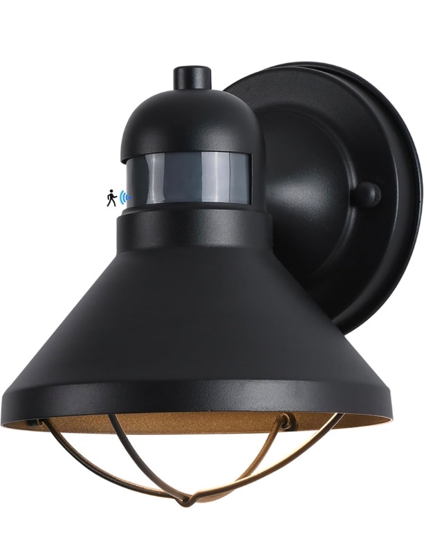 Photo 1 of LONEDRUID Motion Sensor Outdoor LED Porch Wall Light Fixtures Dusk to Dawn Exterior Barn Lantern Black Farmhouse Sconce Lighting Wall Mount Lamp for Garage Patio Balcony Doorway