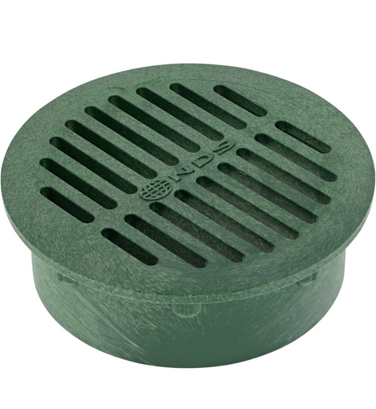 Photo 1 of NDS 50, 6 In. Round Grate Drain Cover, Connects to Speed-D Catch Basin Drain,Drain Pipes & Fittings, for Small Lawns, Landscaping, and Patios,Green