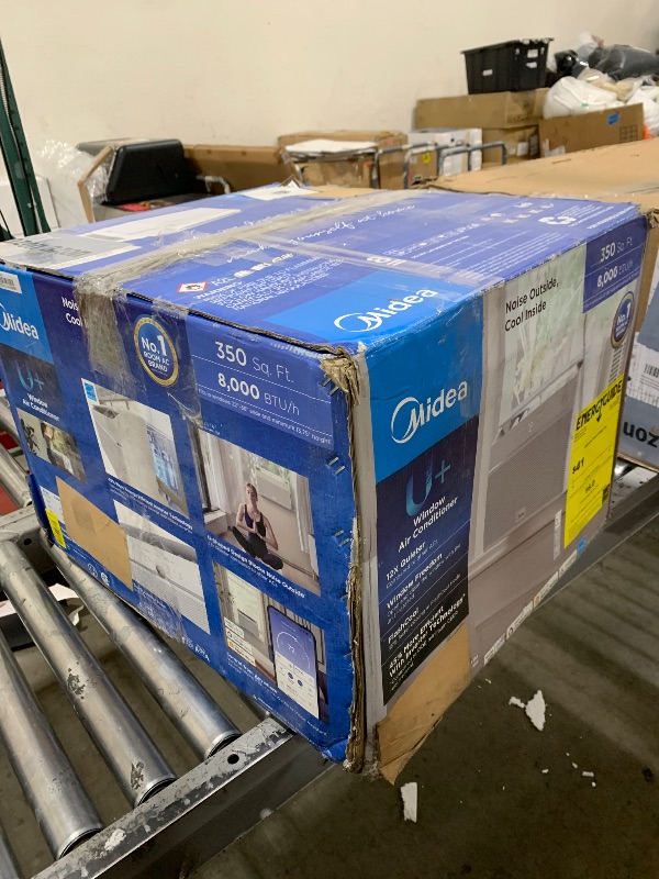 Photo 1 of Midea 8,000 BTU U Shaped Smart Inverter Window Air Conditioner, Cools up to 350 Sq. Ft., Ultra Quiet with Open Window Flexibility, Works with Alexa/Google Assistant, 35% Energy Savings, Remote Control