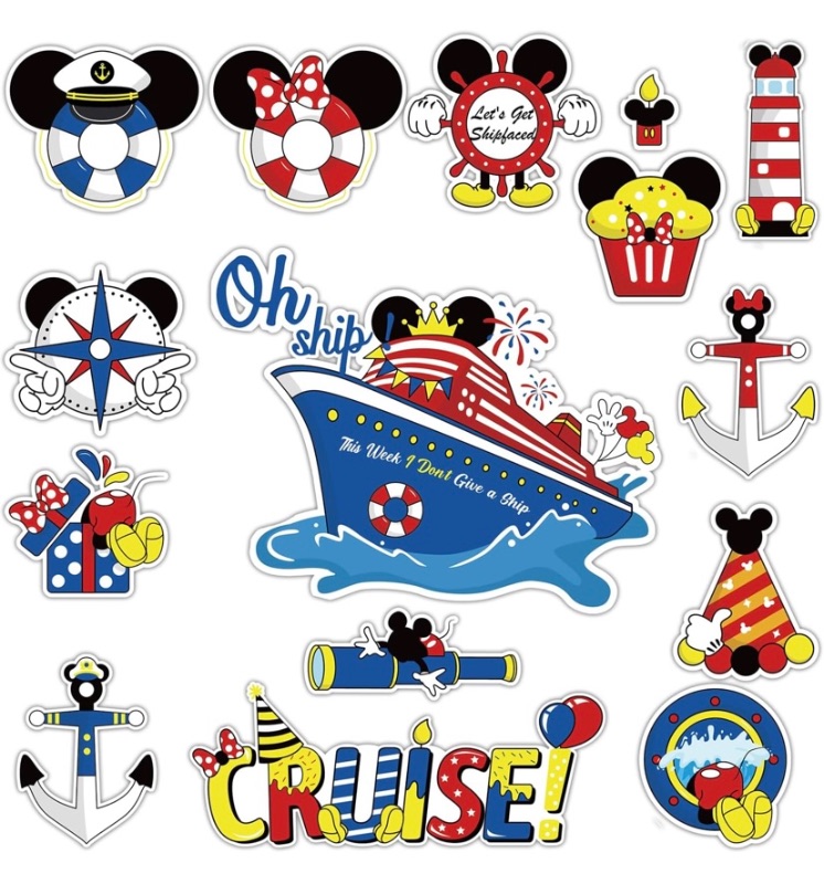 Photo 1 of 15pcs Mouse Magnetic Stickers for Cruise Door Decorations - Waterproof Cruise Ship Cabin, Refrigerator & Car Door Magnets, Cute Holiday Carnival Cruise Ship Party Supplies Decals