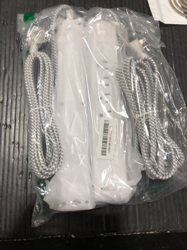 Photo 1 of 2 Pack Power Strip, 12FT Long Extension Cord, Surge Protector with 6 Outlets and 2 USB Charging Ports, Flat Plug Overload Protection, Extension Cord 10+ ft, Wall Mount for Home Office Dorm College