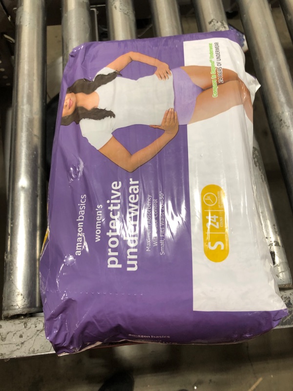 Photo 1 of Amazon Basics Incontinence Underwear for Women, Protective, Disposable, Postpartum, Maximum Absorbency, Small, Lavender, 24 Count